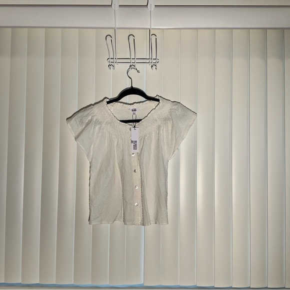 BB Dakota by Steve Madden Womens White Dotted Button-Down Top Shirt - Picture 2 of 3